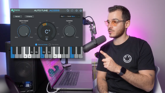 Noize teaching a music production pitch correction tutorial for boombox.io, showcasing the music industry standard, Antares AutoTune 